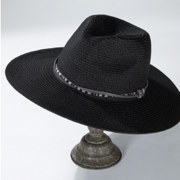 Boho Chic Wide Brim Panama Hat With Double Trim - Picture 4 of 9